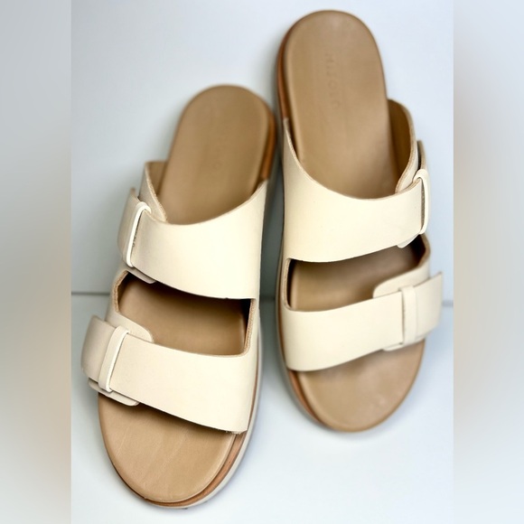 Nisolo Ella Platform Slide Sandals | Women’s 8 | Bone Leather Flatform Slip On - Picture 2 of 10